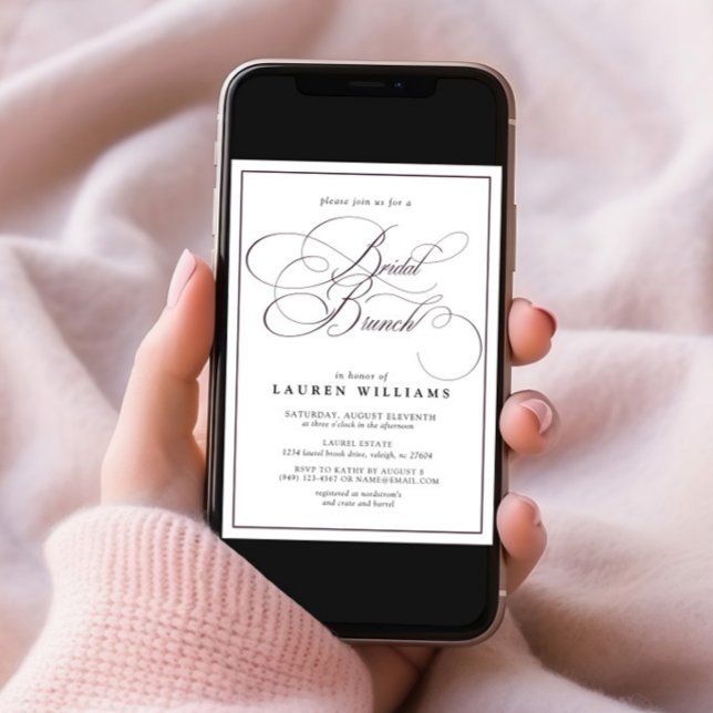 Convites Bridal de Caligrafia Roxa Elegante (Criador carregado)