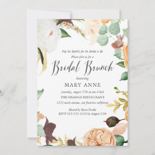 Convites Bridal De Casamento De Noite De Laranja Floral Em 