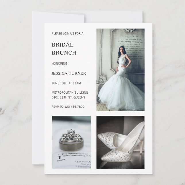 Convites Bridal de Colagem de Foto Brida Moderna Brunch (Frente)