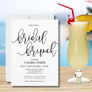 Convites Bridal de Escritura Minimalista Elegante Brunch