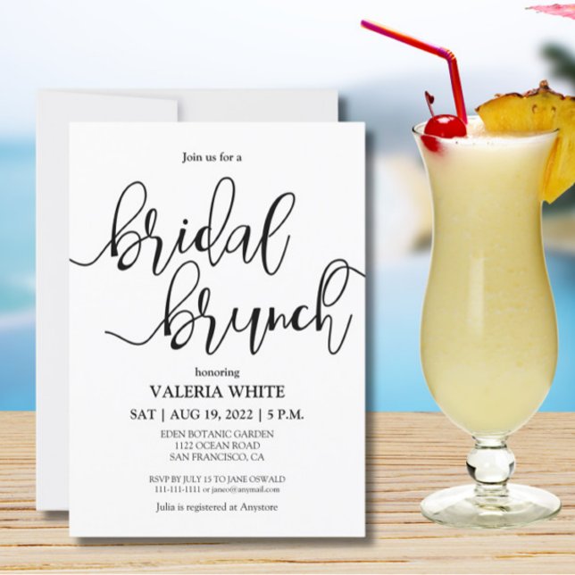 Convites Bridal de Escritura Minimalista Elegante Brunch (Criador carregado)