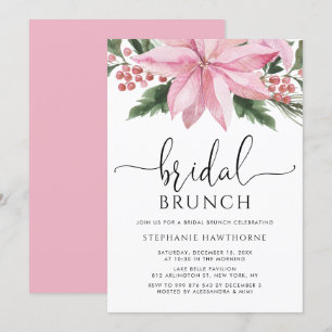 Convites Bridal de inverno Brunch, cor-de-água rosa,