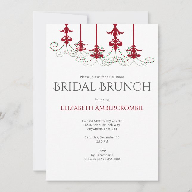 Convites Bridal de Natal Moderna Elegante Brunch (Frente)
