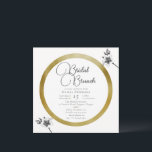 Convites Bridal de Natal para Rosas de Frame Dourado Elegan<br><div class="desc">Duas rosas de Natal, desenhadas à mão num lápis clássico de grafite, decoram este moderno, sofisticado, elegante e chic inverno ou modelo de convite para brunch de Natal que é uma tomada moderna numa tradicional estrutura de casamento floral. A textura do lápis preto aparece no papel branco, dando-lhe uma sensação...</div>