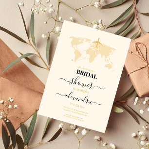 Convites Bridal de Passaporte de Destino Dourado e Preto Mo