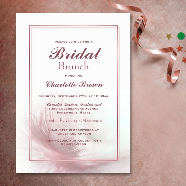 Convites Bridal de Peste Rosa Elegante Brunch (Criador carregado)