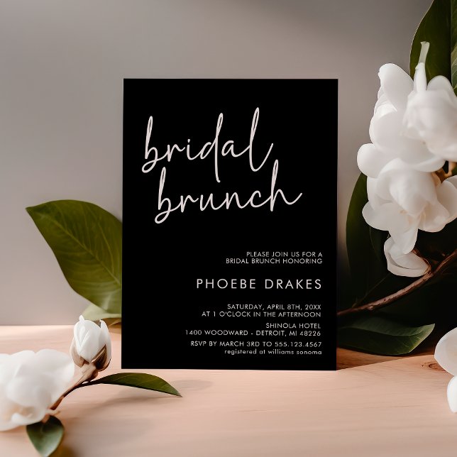 Convites Bridal de Script Minimalista Preto (Criador carregado)