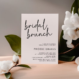 Convites Bridal de Script Minimalista Preto e Branco