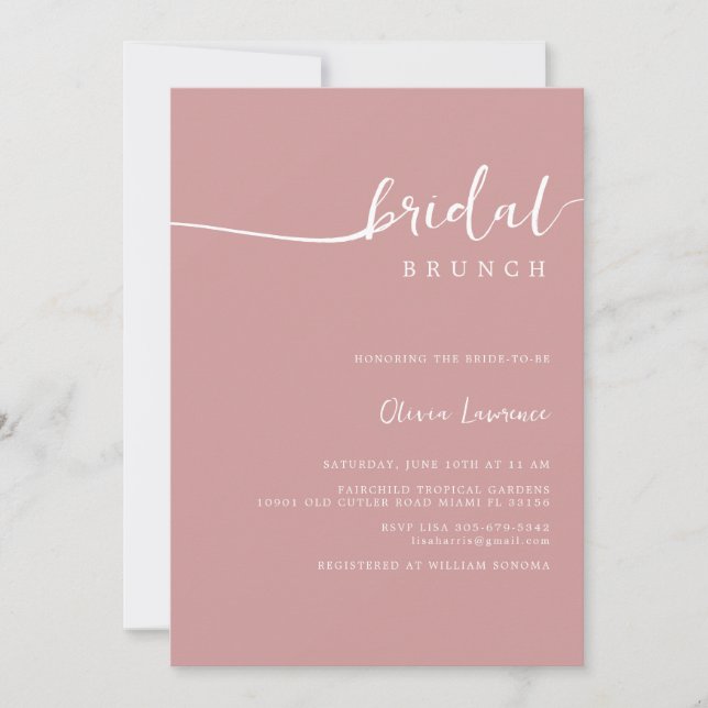 Convites Bridal de Script Moderno Simples Manuscrito (Frente)