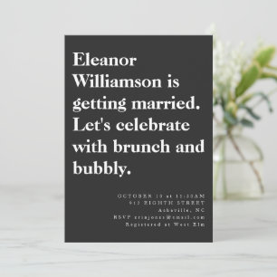 Convites Bridal de Tipografia Negra Bridal Moderna 