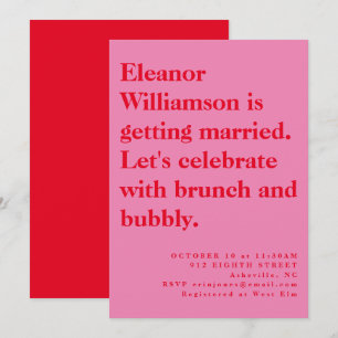 Convites Bridal de Tipografia Vermelha e Rosa Moderno