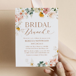 Convites Bridal Dourada Bridal de Script Floral Cor-de-Rosa