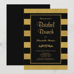 Convites Bridal Dourada e Negra Moderna Brunch