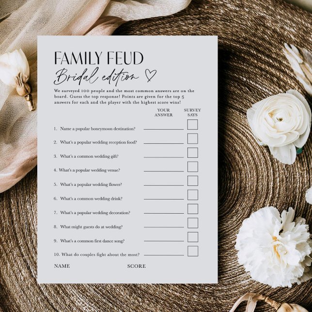 Convites Bridal Feud Popular TV Game Show Trivia Card (Criador carregado)