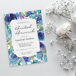 Convites Bridal Floral Azul Sereia de Papel Torno Brunch