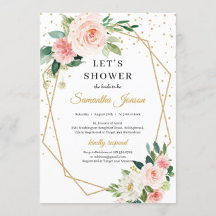 Convites Bridal floral cor de rosa com blusa geométrica de