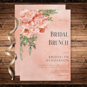 Convites Bridal Floral de Peões Blush Moderno Brunch