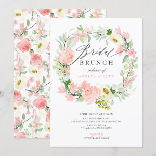 Convites Bridal Floral de Peões Rosa de Aquarela Brunei