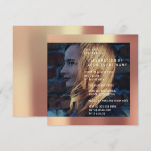 Convites Bridal Foto Graduação Birthday Metálico de Cobre