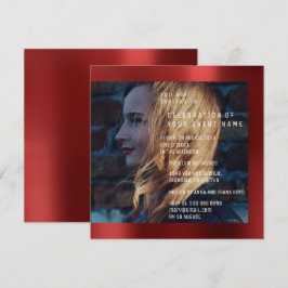 Convites Bridal Foto Graduação Birthday Ruby Red Metálico