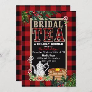 Convites Bridal Holiday Tea & Brunch Elegante Xadrez Russa