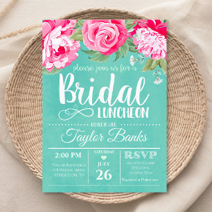 Convites Bridal Lunchee - Chá Rosa Rosa Rosa Rosa Rosa Rosa
