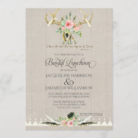 Bridal Luncheon BOHO Feather Deer Antler Rosas Art