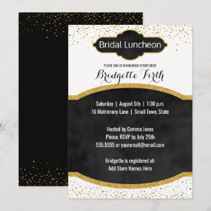 Convites Bridal Luncheon   Chá de panela brilhante Dourado 