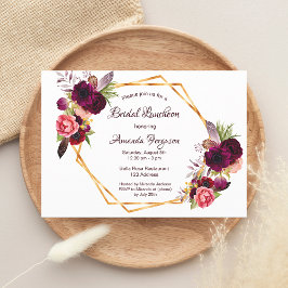 Convites Bridal Luncheon florométrico branco geométrico