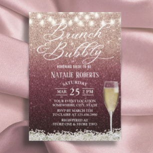 Convites Bridal Moderna de Ombre Dourado e Borgonha Rosa