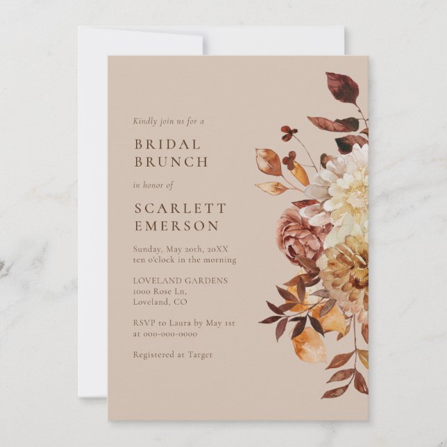 Convites Bridal Moderna de Queda Elegante Brunch (Frente)