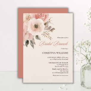 Convites Bridal Rosa Escamuflada com Aquarela Elegante Brun
