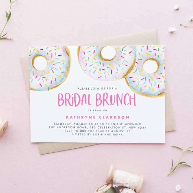 Convites Bridal Rosquinhas de borda branca com aquarela (Criador carregado)