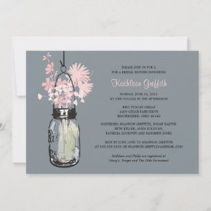 Convites Bridal Showe Wildflower & Mason Jar