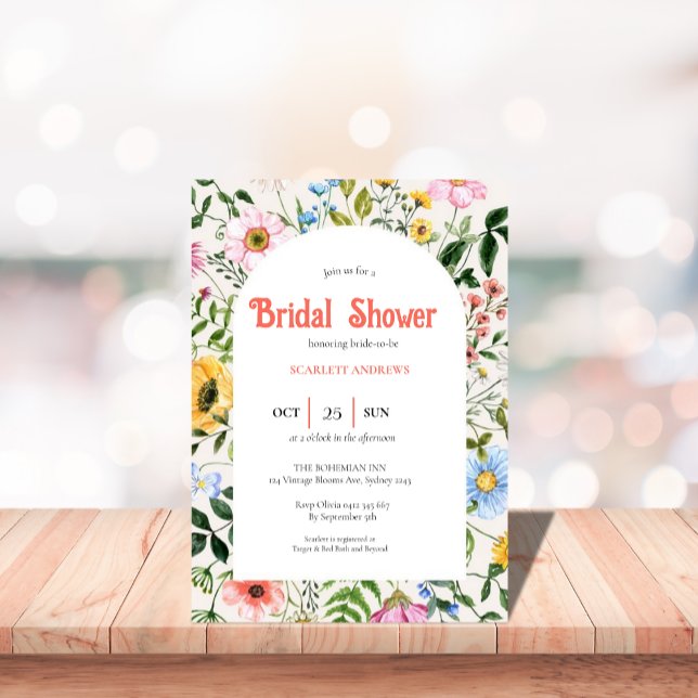 Convites bridal shower boho vintage invitation (Criador carregado)