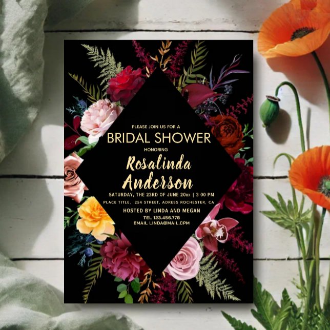 Convites Bridal Shower Design Floral Barn Wood  (Criador carregado)