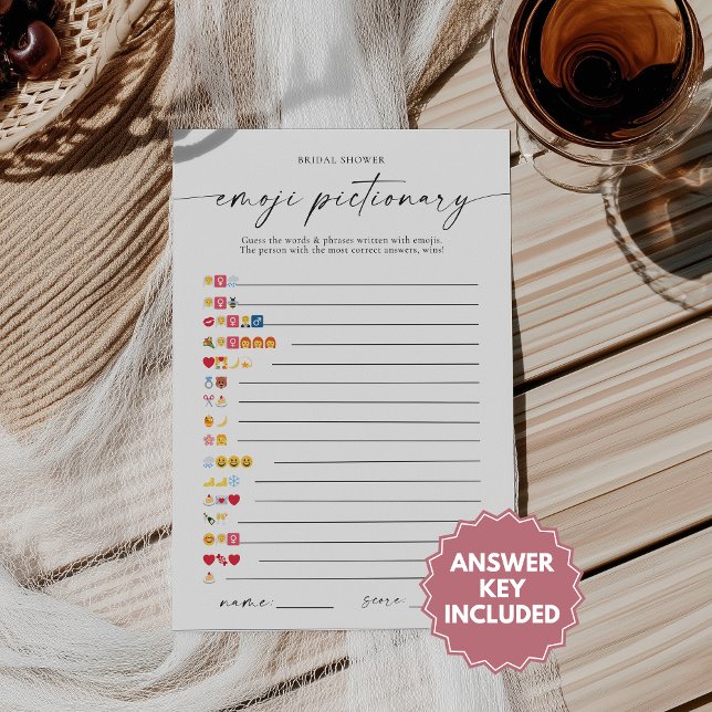Convites Bridal Shower Emoji Pictionary Game With Answers (Criador carregado)