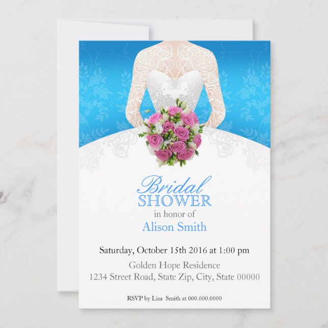 Convites Bridal Shower light blue invitation (Frente)