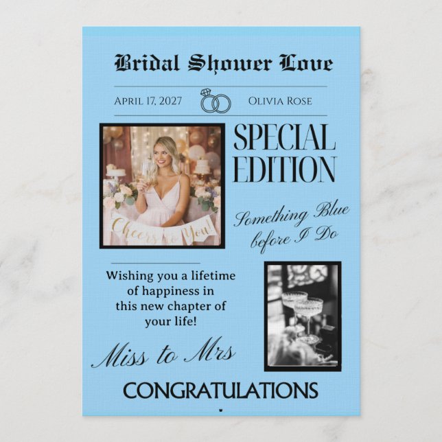 Convites BRIDAL SHOWER LOVE CARD (+Download option) (Frente)