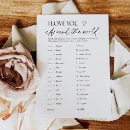 Convites Bridal Shower Love Languages Matching Game Card