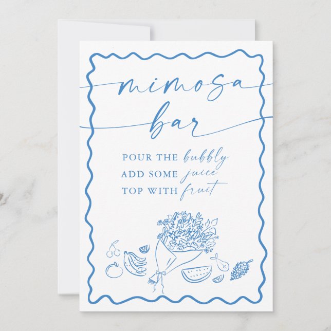 Convites Bridal Shower Mimosa Bar Sign, Farmers Market  (Frente)