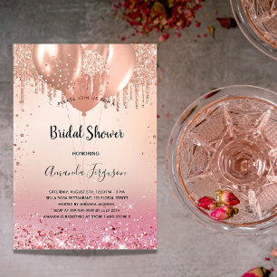 Convites Bridal Shower rose gold blush pink balloons