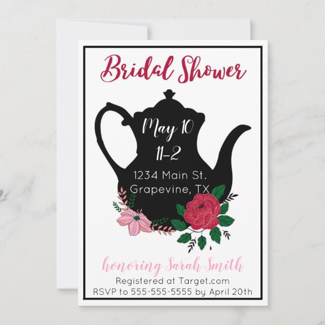 Convites Bridal Shower Tea Invitation (Frente)