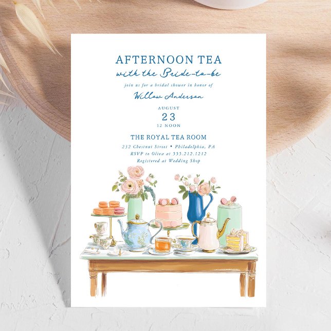 Convites Bridal Shower Tea Party Invitation Illustration (Criador carregado)