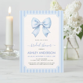 Convites Bridal Shower with Blue Bow and Stripes