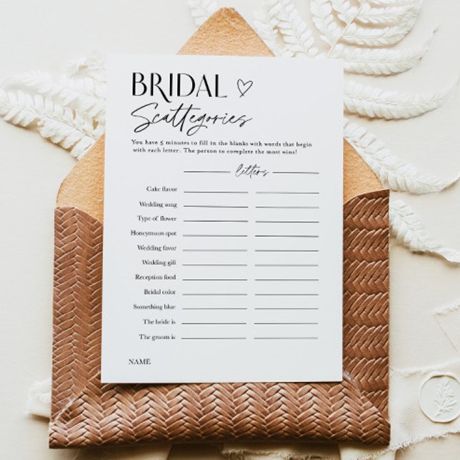 Convites Bridal Shower Word Trivia Party Game Card (Criador carregado)