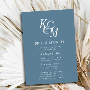 Convites Bridal Simples, Dusty Blue Elegante