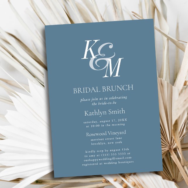 Convites Bridal Simples, Dusty Blue Elegante (Criador carregado)