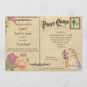 Convites Bridal Tea Chá Honrando, estilo antigo Cartão-post