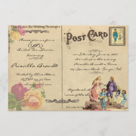 Convites Bridal Tea Chá Honrando, estilo antigo Cartão-post